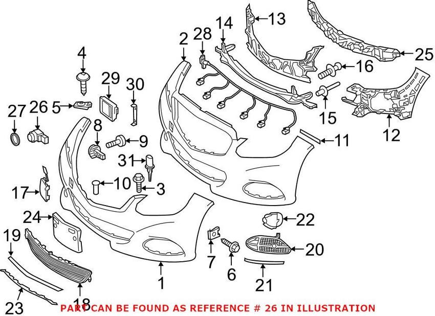 Mercedes Parking Aid Sensor - Front Outer 00090556049999